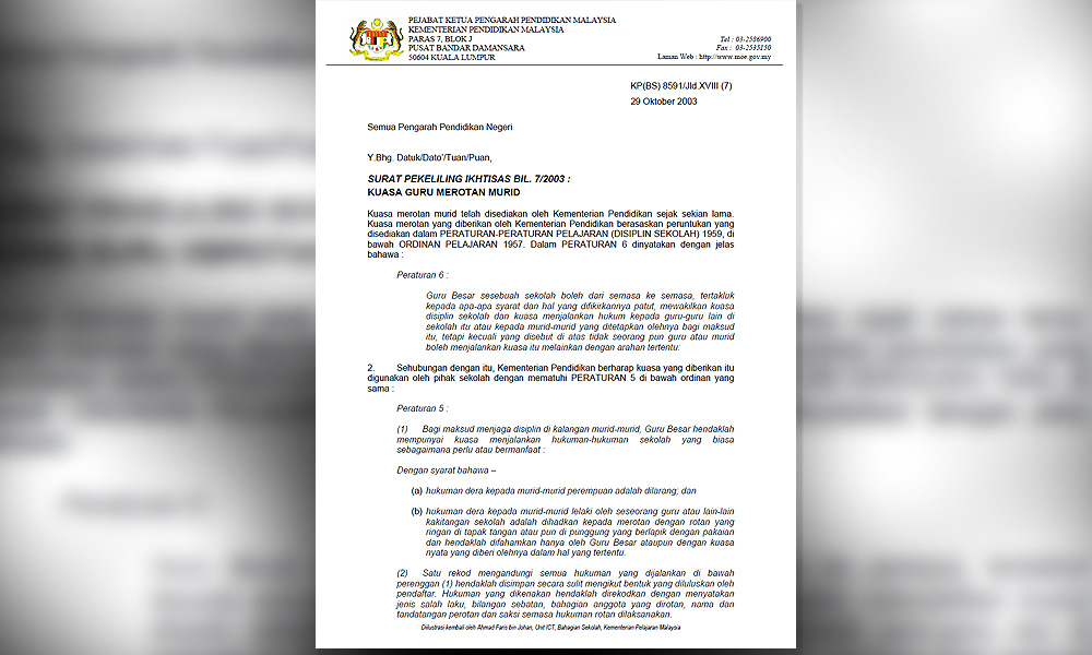 Ministry Probing Jb Student S Alleged Caning Over Slur Incident Up Station Malaysia