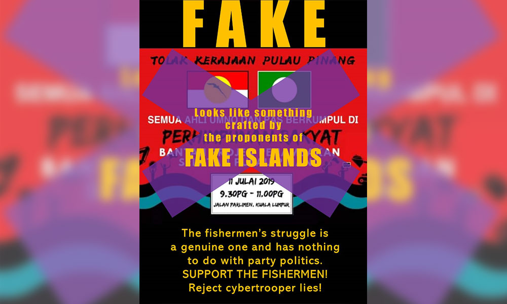 Posters of fisherfolk protest marred with Umno, PAS logos