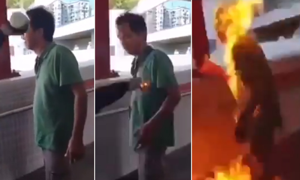 Lelaki dibakar perusuh Hong Kong